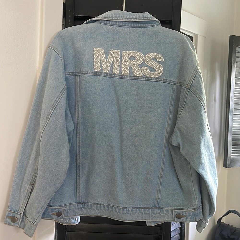 NEW: Untamed Petals MRS Pearl Denim Jacket: Boyfriend Oversized